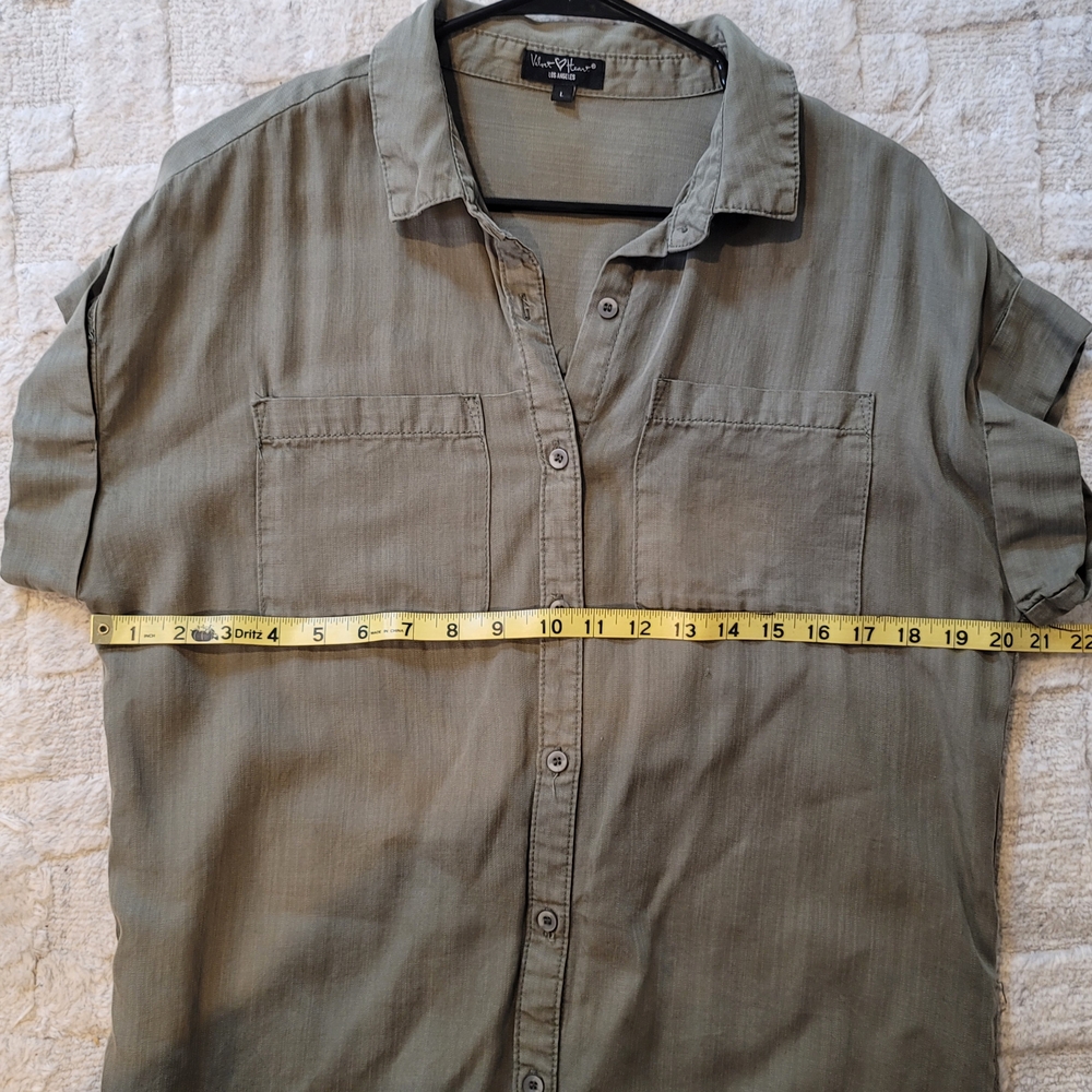 VELVET HEART Button Down Shirt Dress Olive Green Size L - Picture 5 of 8